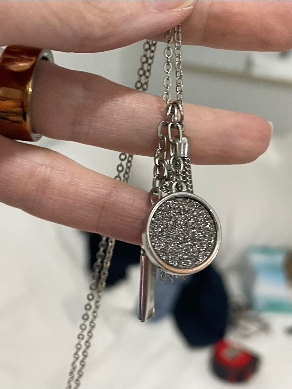 Ann Taylor Loft Silver Tone MultiPendant Necklace